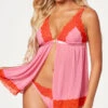 Two Toned Flyaway Babydoll Set 2 Two Toned Flyaway Babydoll Set -Playboy Store ST 11549 PINKRED F 2023MAY