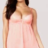 Yandy Red Carpet Ready Pink Babydoll Set -Playboy Store YB 511865 SRSE PADDED LACE SHEER BABYDOLL SET PINK 3401