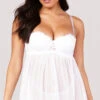 Yandy Walk It Off White Babydoll Set -Playboy Store YB 518100 WHT UNDERWIRE BABYDOLL SET WHITE 3435