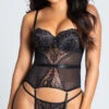 Yandy Flirty Flush Push-Up Black Bustier Set