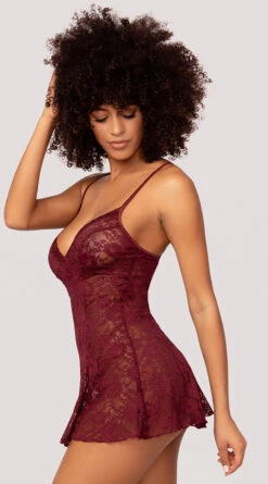 Yandy Taste Of Lace Chemise Set -Playboy Store YDR YNDY 005 CHEMISE G STRING SET LACE BURGUNDY 14