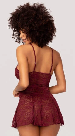 Yandy Taste Of Lace Chemise Set -Playboy Store YDR YNDY 005 CHEMISE G STRING SET LACE BURGUNDY 32