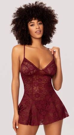 Yandy Taste Of Lace Chemise Set -Playboy Store YDR YNDY 005 CHEMISE G STRING SET LACE BURGUNDY 5