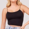 Seamless Cropped Tank Top 1 Seamless Cropped Tank Top -Playboy Store YT SML617 SEAMLESS SKINNY STRAP CROPPED CAMI BLACK 1242 WEBSIZE