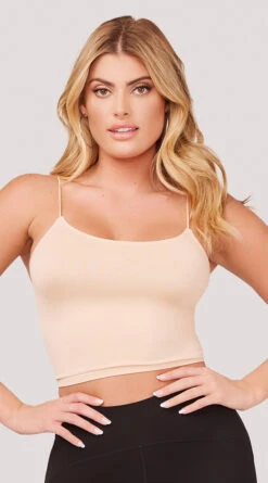 Seamless Cropped Tank Top -Playboy Store YT SML617 SEAMLESS SKINNY STRAP CROPPED CAMI NUDE 1198 WEBSIZE