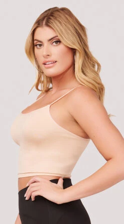Seamless Cropped Tank Top -Playboy Store YT SML617 SEAMLESS SKINNY STRAP CROPPED CAMI NUDE 1203 WEBSIZE