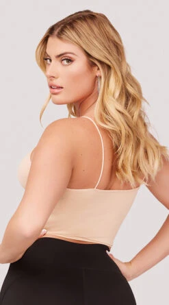 Seamless Cropped Tank Top -Playboy Store YT SML617 SEAMLESS SKINNY STRAP CROPPED CAMI NUDE 1207 WEBSIZE