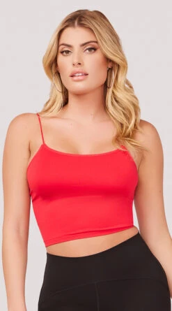 Seamless Cropped Tank Top -Playboy Store YT SML617 SEAMLESS SKINNY STRAP CROPPED CAMI RED 1153 WEBSIZE
