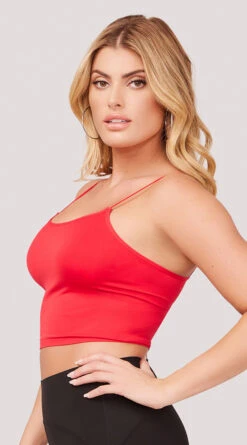 Seamless Cropped Tank Top -Playboy Store YT SML617 SEAMLESS SKINNY STRAP CROPPED CAMI RED 1159 WEBSIZE