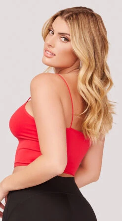 Seamless Cropped Tank Top -Playboy Store YT SML617 SEAMLESS SKINNY STRAP CROPPED CAMI RED 1167 WEBSIZE