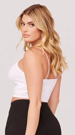 Seamless Cropped Tank Top -Playboy Store YT SML617 SEAMLESS SKINNY STRAP CROPPED CAMI WHITE 1190 WEBSIZE