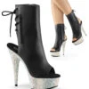 PLEASER 6" Open Toe Rhinestone Ankle Leather Boot 2 PLEASER 6" Open Toe Rhinestone Ankle Leather Boot -Playboy Store bejeweled 1018dm 6 bpu